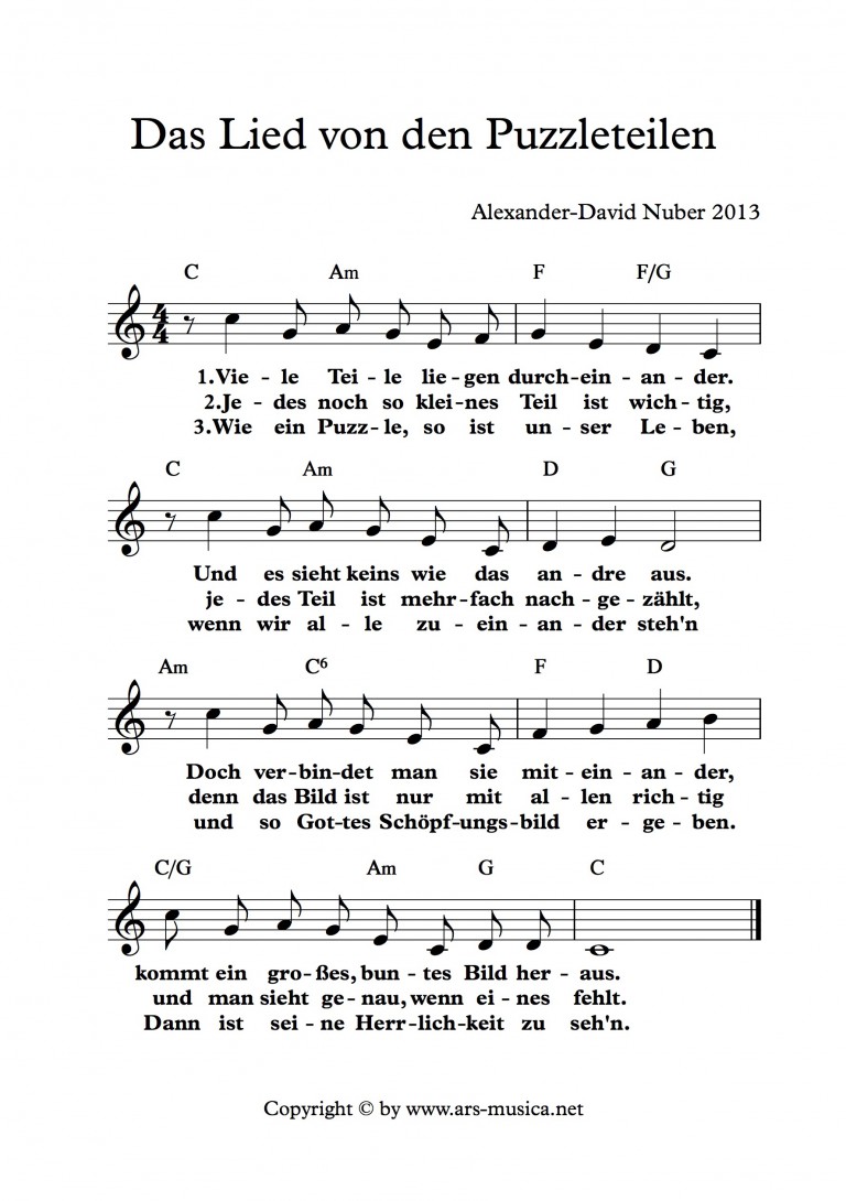 Das Lied von den Puzzleteilen Herzlich willkommen auf